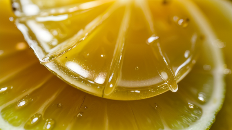 Close up of honey dripping with ginger and lemon